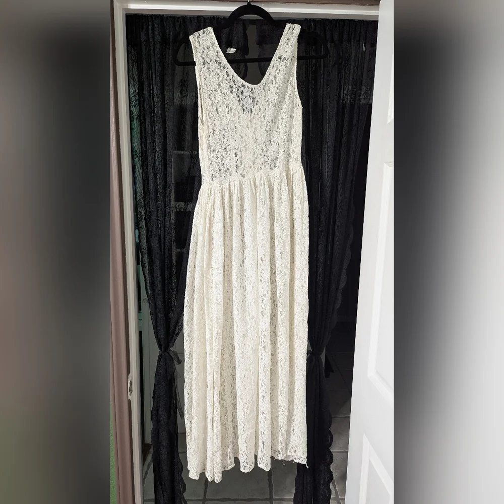 Vintage 80s 90s White Lace Dress - Picture 6 of 8